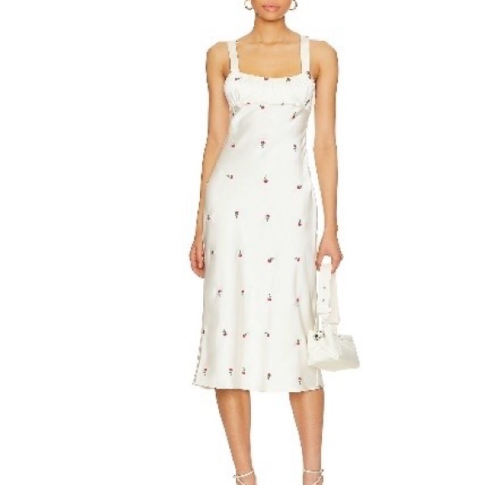MAJORELLE Eden Midi Dress Ivory Pink Floral REVOLVE